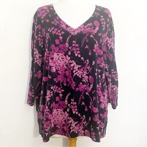 Haut St. John's Bay Pour Femme - 3X, Rouge, Manches à Pompons, Coton/polyester, Parfait état